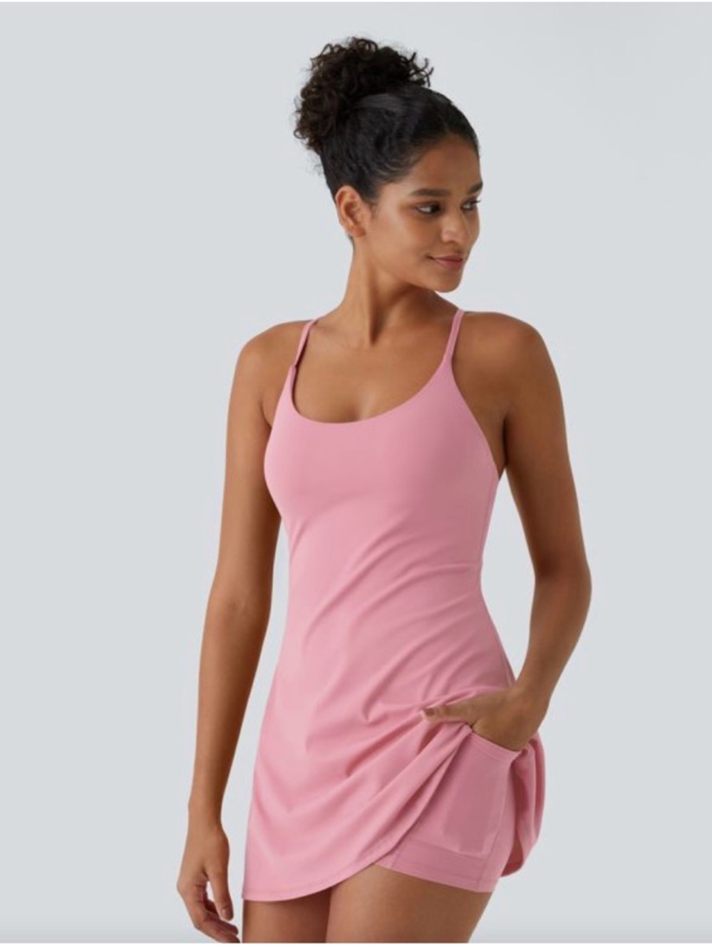 HALARA Pink Slip Dress with Side Pocket